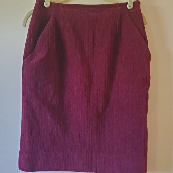 VTG Yves Saint Laurent Straight Skirt Merlot Courderoy Sz 38 US 8 Med *See Pics - Picture 1 of 10